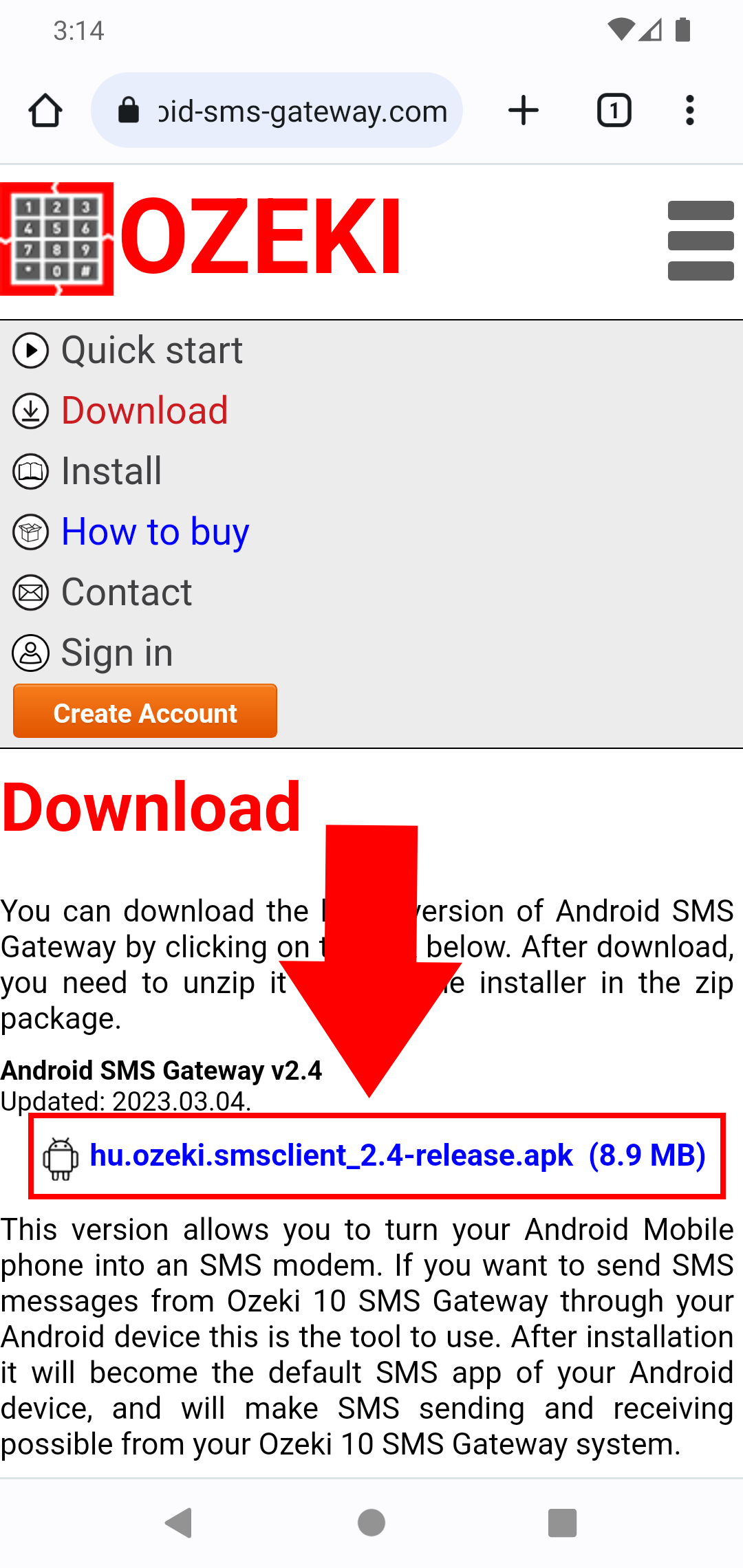 download ozeki sms client apk